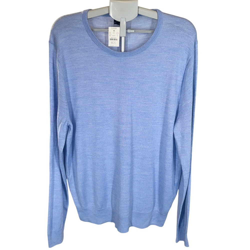 J. Crew Merino Wool Blend Sweater Men's XL Blue‎ Crewneck Lightweight NWT Preppy